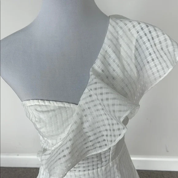 SHEIN One-Shoulder White Checkered Dress Sz XS - Picture 3 of 7